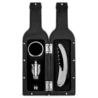 Kit Vinho Garrafa 3 peças c/ fechamento imantado
