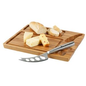 Tábua de queijos em bambu com faca