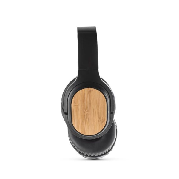 Fone de ouvido wireless em bambu e ABS