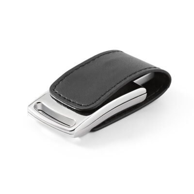 Pen drive em couro sintético com capacidade de 8GB
