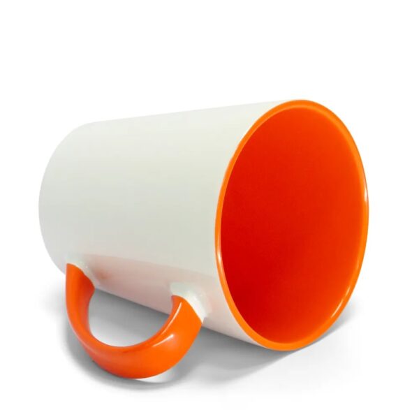 Caneca Cônica para Sublimação de Cerâmica Branca com Alça e Interior colorida - Image 3