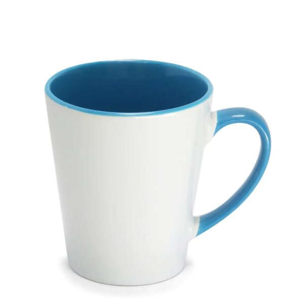 Caneca Cônica para Sublimação de Cerâmica Branca com Alça e Interior colorida