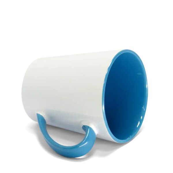 Caneca Cônica para Sublimação de Cerâmica Branca com Alça e Interior colorida - Image 2