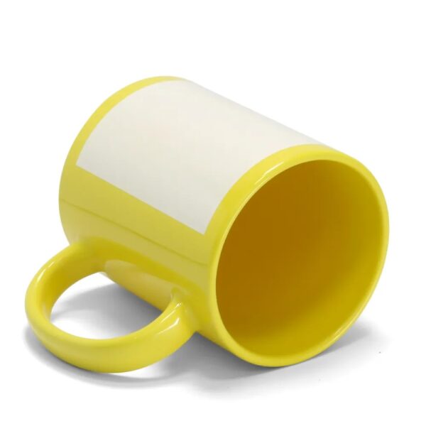 Caneca para Sublimação de Cerâmica Amarela com Faixa Branca - Image 2