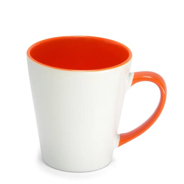 Caneca Cônica para Sublimação de Cerâmica Branca com Alça e Interior colorida - Image 4