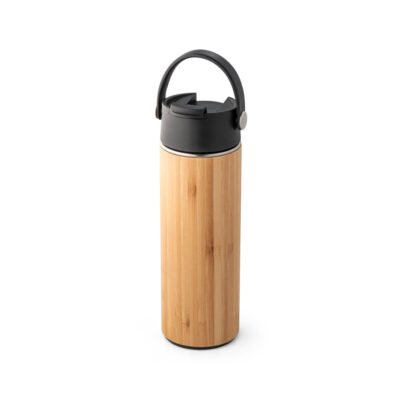 squeeze térmica em bambu, aço inoxidável e PP 440 mL