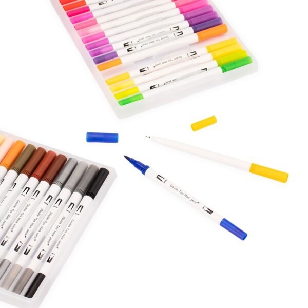 Kit Canetinhas Ponta Dupla 100 Cores - Imagem 4