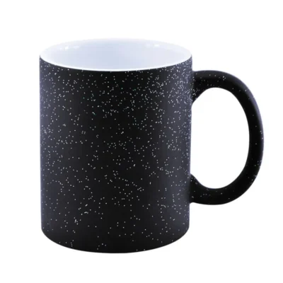 Caneca Mágica em Cerâmica para Sublimação - Preta Glitter Colorido (Muda de Cor)