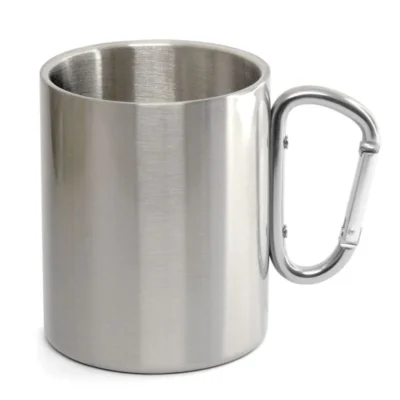 Caneca de Aço Inox para Sublimação com Alça Mosquetão - 400ml