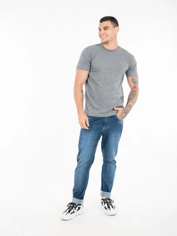 Camiseta Algodão Cardado Cinza Mescla - Imagem 5