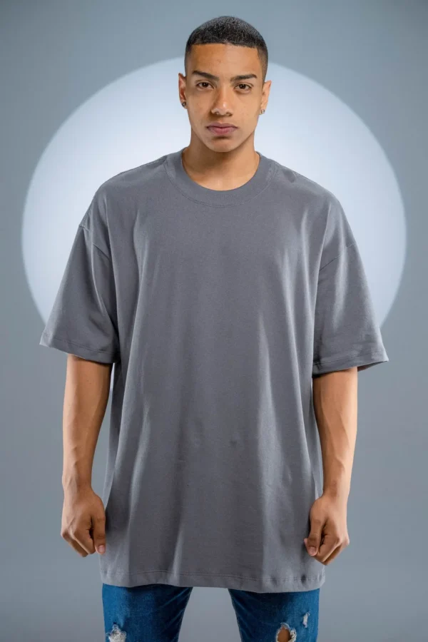Camiseta Oversized Cinza Chumbo - (240g/m²) - Imagem 7