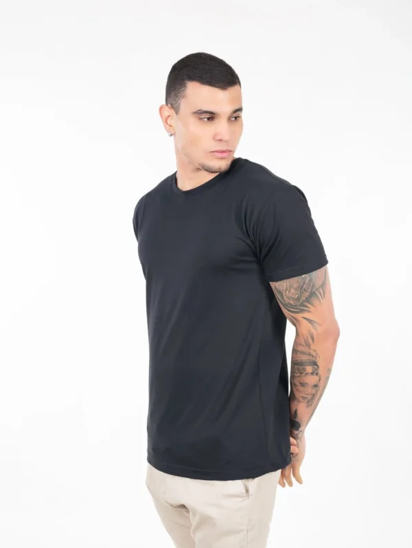 Camiseta 100% Algodão Cardado Preta - Imagem 4