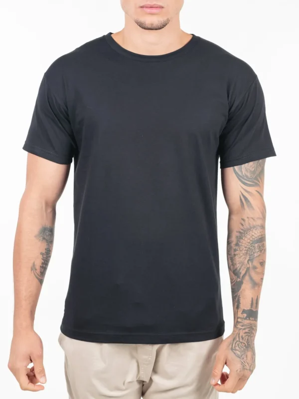 Camiseta 100% Algodão Cardado Preta - Imagem 3