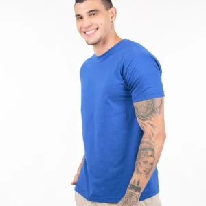 Camiseta 100% Algodão Cardado Azul Royal
