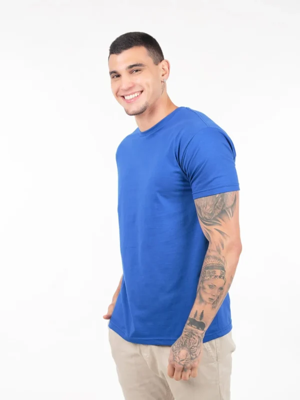 Camiseta 100% Algodão Cardado Azul Royal