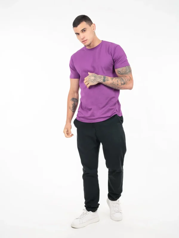 Camiseta 100% Algodão Cardado Roxa - Imagem 5