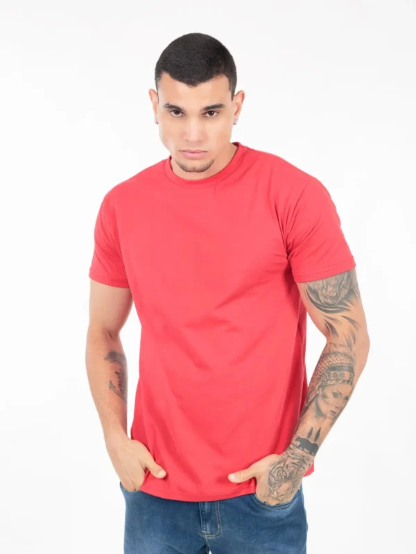 Camiseta 100% Algodão Cardado Vermelha - Imagem 6
