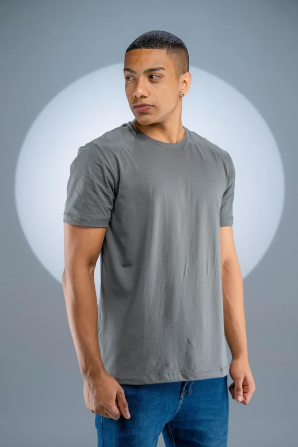 Camiseta Algodão Egípcio Cinza Chumbo - Imagem 5