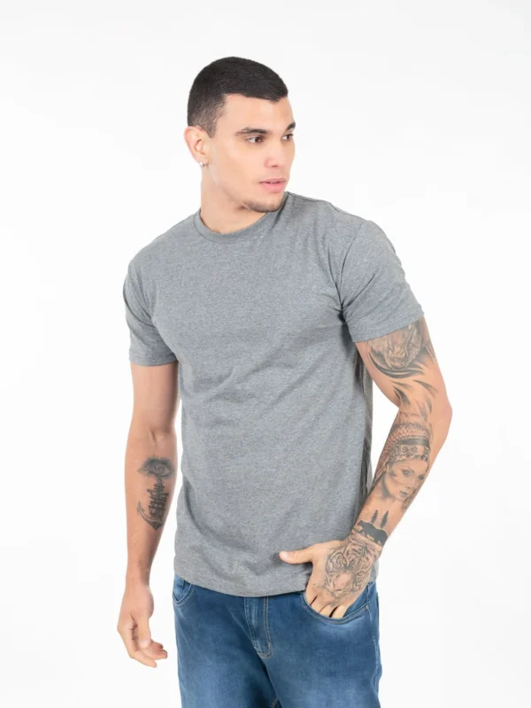 Camiseta Algodão Cardado Cinza Mescla - Imagem 6