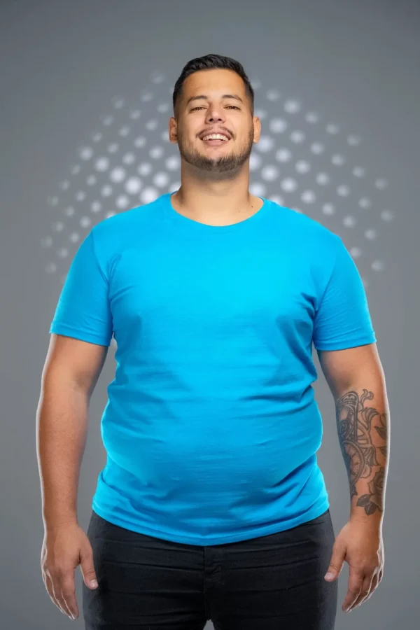 Camiseta Plus Size Azul Turquesa-(165g/m²)