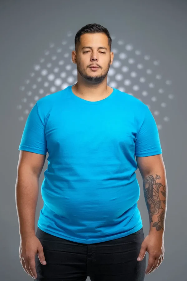 Camiseta Plus Size Azul Turquesa-(165g/m²) - Imagem 9