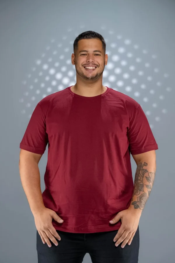 Camiseta 100% Algodão Penteado Plus Size Vinho