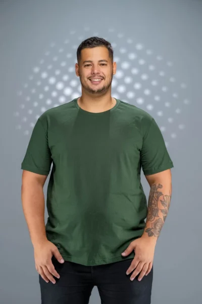 Camiseta Plus Size Verde Musgo-(165g/m²)