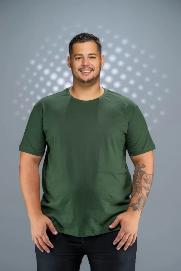 Camiseta Plus Size Verde Musgo-(165g/m²)