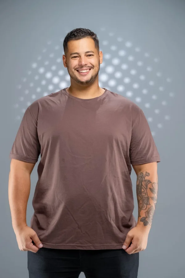 Camiseta Plus Size Marrom-(165g/m²)