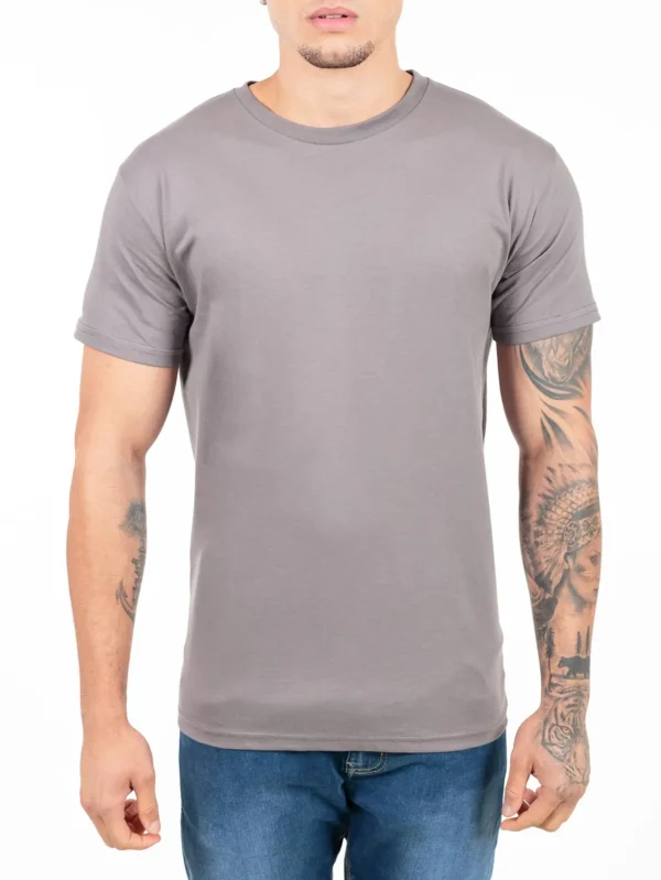 Camiseta 100% Algodão Cardado Cinza Chumbo - Imagem 2