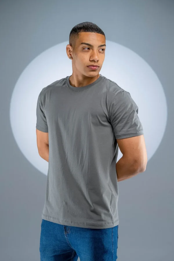 Camiseta Algodão Egípcio Cinza Chumbo