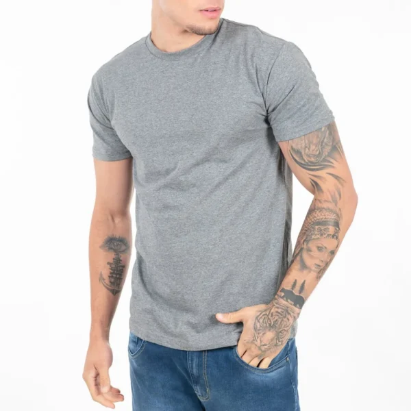 Camiseta Algodão Cardado Cinza Mescla - Imagem 4