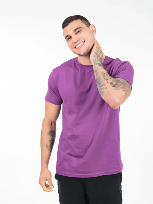 Camiseta 100% Algodão Cardado Roxa