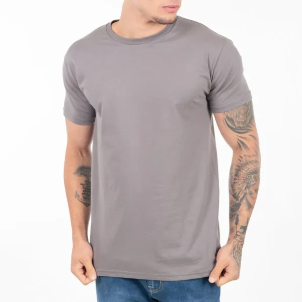Camiseta 100% Algodão Cardado Cinza Chumbo - Imagem 4