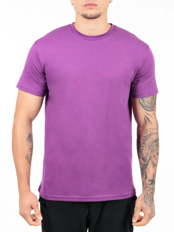 Camiseta 100% Algodão Cardado Roxa - Imagem 3