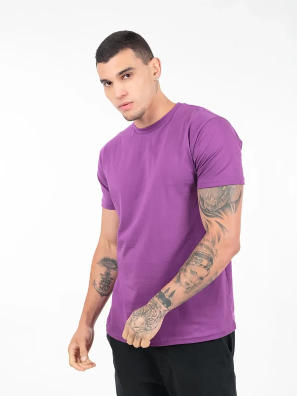 Camiseta 100% Algodão Cardado Roxa - Imagem 6