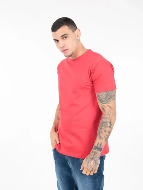 Camiseta 100% Algodão Cardado Vermelha - Imagem 4