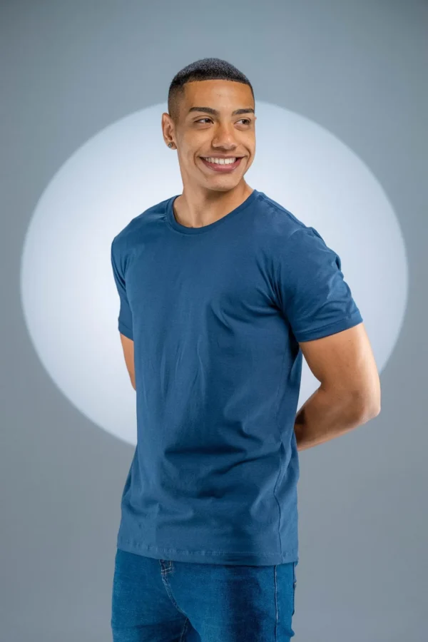 Camiseta Algodão Egípcio Azul Marinho - Imagem 4