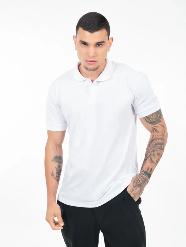 Camisa Gola Polo Piquet Branca - Imagem 6