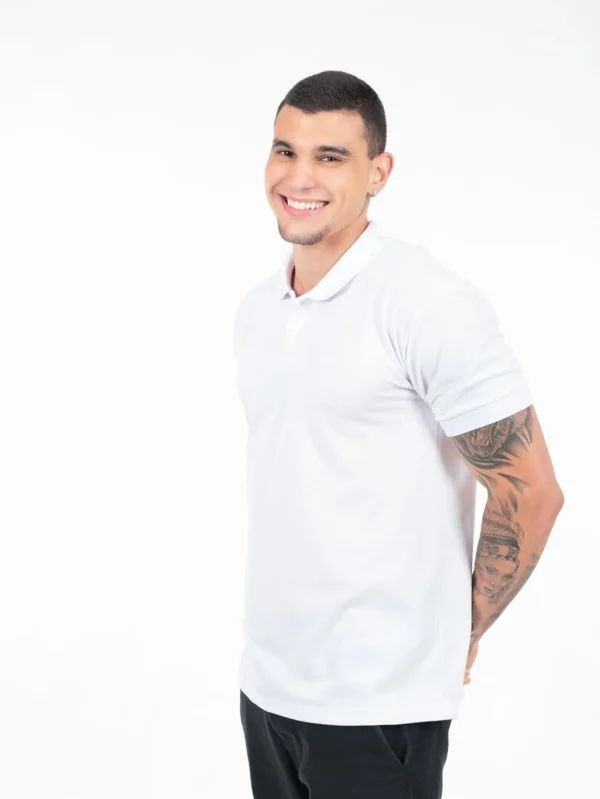 Camisa Gola Polo Piquet Branca - Imagem 4