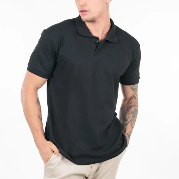 Camisa Gola Polo Piquet Masculina Preta - Imagem 5