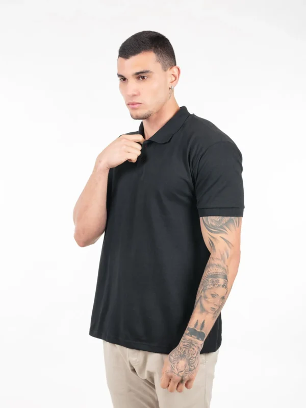 Camisa Gola Polo Piquet Masculina Preta - Imagem 4
