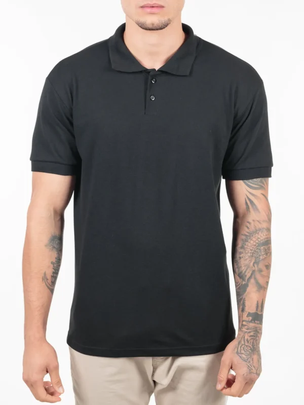 Camisa Gola Polo Piquet Masculina Preta - Imagem 3