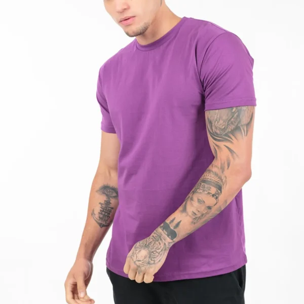 Camiseta 100% Algodão Cardado Roxa - Imagem 4