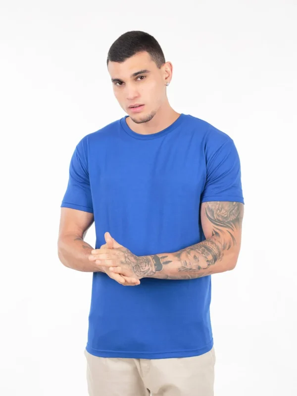 Camiseta 100% Algodão Cardado Azul Royal - Imagem 5