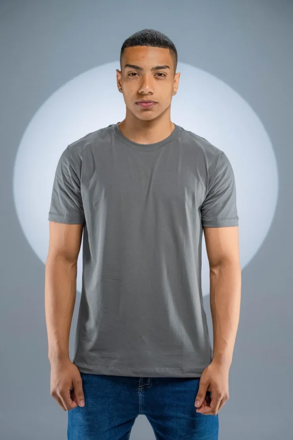 Camiseta Algodão Egípcio Cinza Chumbo - Imagem 6