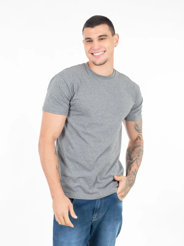 Camiseta Algodão Cardado Cinza Mescla