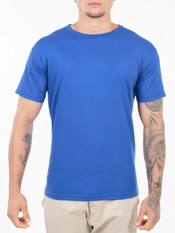 Camiseta 100% Algodão Cardado Azul Royal - Imagem 3