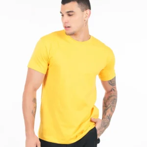 Camiseta 100% Algodão Cardado Amarelo Canário