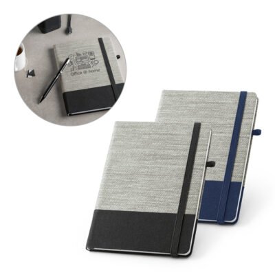 ROUSSEAU II. Caderno A5 de capa dura em palha e algodão canvas, com páginas pautadas